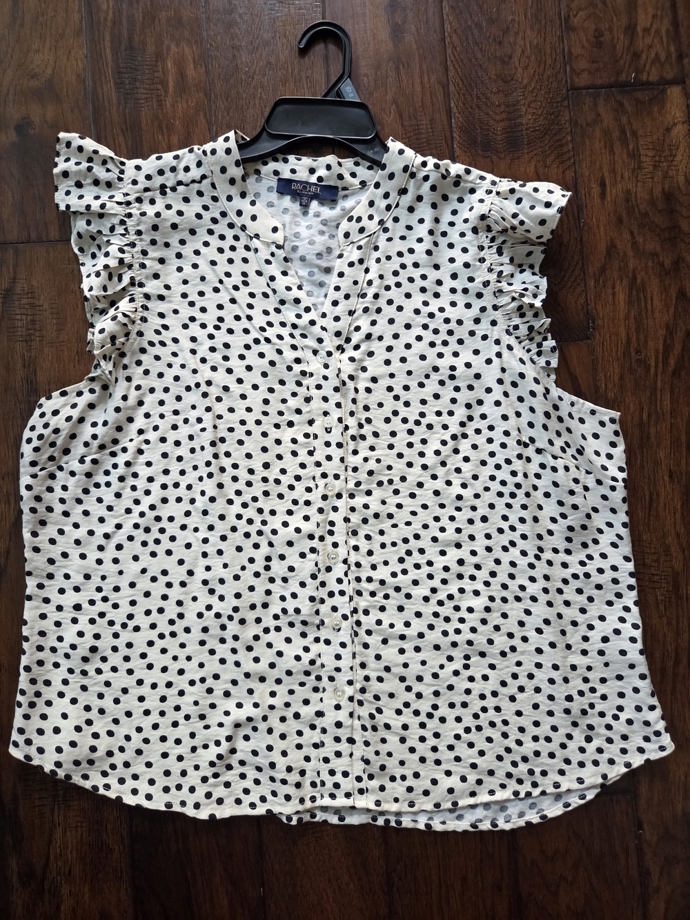 Classic Polka Dot Ruffle Sleeve Blouse - White/Black - RACHEL Rachel Roy Size 1X